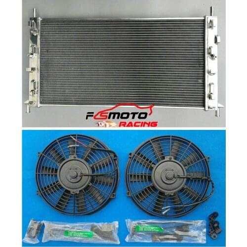 Aluminum Radiator + Fans For FORD FOCUS MK2 RS305 RS350 ST225 VOLVO S40/S50 2.5L TURBO MT Hot Selling