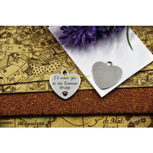 20pcs--stainless steel charms pet memorial, paw print, pet loss, rainbow bridge,for necklace/bracelet/keychain DIY jewelry