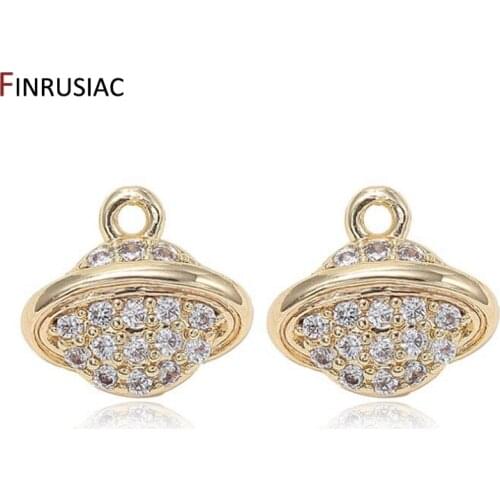 2020 new pendant with 14k gold plated copper inlaid zircon planet pendants DIY Making Earrings Necklaces Jewelry Fittings