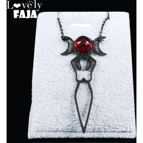 2021 Fashion Witchcraft Goddess of the Moon Stainless Steel Chain Necklace for Women Black Color Necklaces Jewelry joyas N433S03