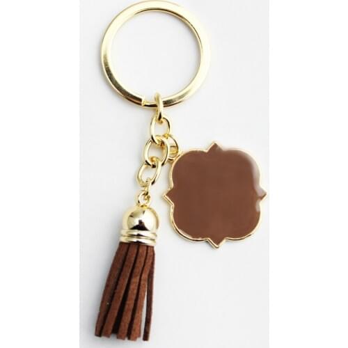 30*30mm Enamel Blanks Monogrammed Keychain with Tassel Girl Gift Tassel Key Chain Monogram Blanks Keychain Gift Hot