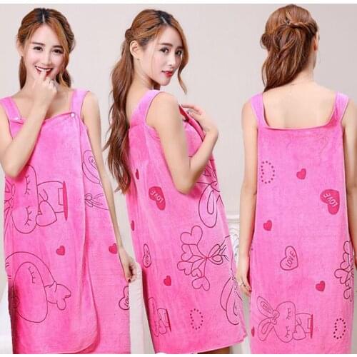 80*135Women Quick Dry Magic Bathing Towel Spa Bathrobes Wash Clothing Sexy Wearable Microfiber Beach Towels Cotton Map Kitchen T