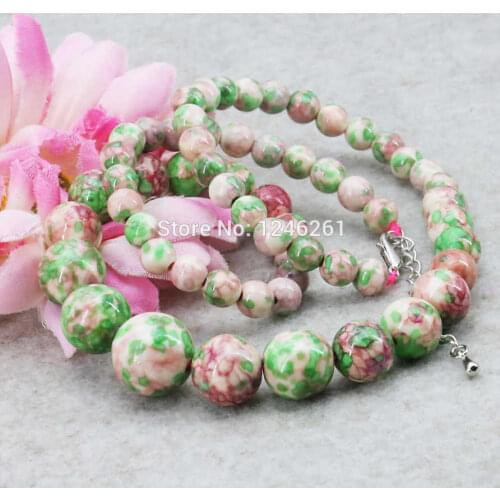 Accessories Multicolor Tower Necklace Chain For Women Girls 6-14mm Riverstone Rainbow Semi-precious Stones 15inch Jewelry making