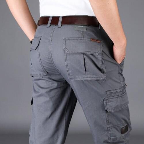 Brand Autumn Cargo Pants Men Casual Loose Cotton Trousers Men Mid-waist Multi-pockets pantalon homme Military Men Pant