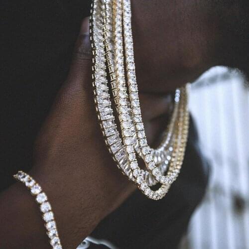High quality 5mm 5A cubic zirconia cz tennis chain Classic Iced out bling bling bracelet necklace hip hop tennis jewelry set