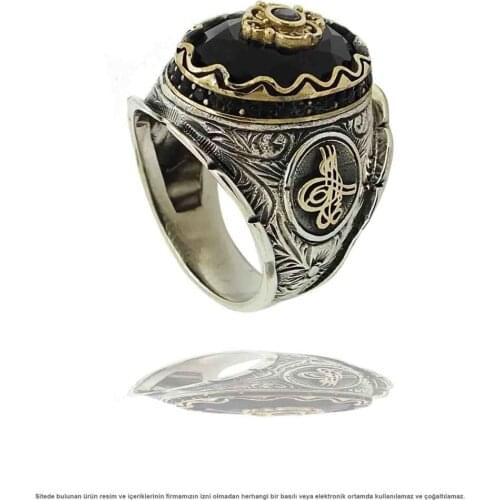 Black Onyx Stone Ottoman The Tural Silver Men 'S ring