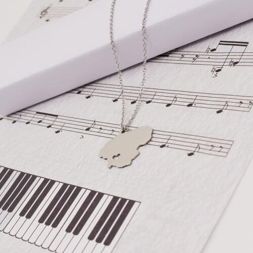 European and American simple personality titanium steel Lithuanian map necklace pendant female popular versatile heart pendant