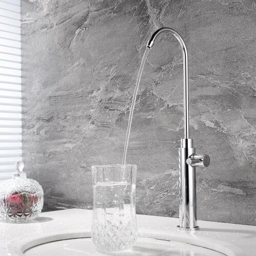 HIDEEP Kitchen Osmosis Drinking Water Filter Faucet Straight Drinking Water Dish Single Rotated Faucet Office Full Brass Round