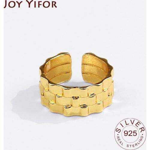 925 Sterling Silver Rings for Women WIde Square Gold Color Vintage Wedding Trendy Jewelry Large Adjustable Antique Rings Anillos