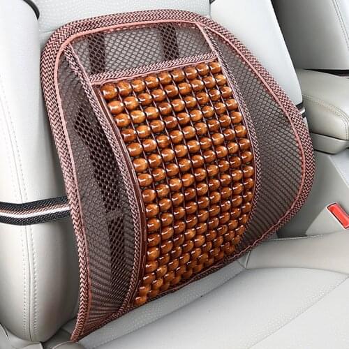 Car Seat Office Chair Massage Back Lumbar Support Breathable Mesh Ventilate Cushion Wooden Beads Waist Car Accessories Interior