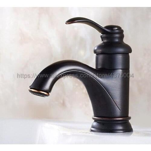 Black Oil Rubbed Brass Concise Bathroom Faucet finish Basin Sink Faucet Single Handle water taps Nnf065