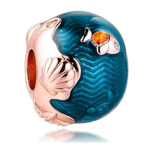 2020 Summer Charms 925 Silver Original Fit Pandora Bracelets Sterling Ocean Waves & Fish Charm Beads for Women diy Jewelry