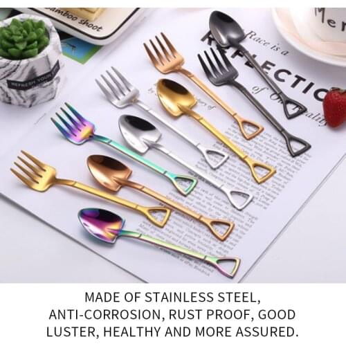 Shovel/Branches Leaf Shape Ice Cream Spoon&Fork Multi-color Spoon Fork Long Handle Coffee Ice Cream Tool Kitchen Accessory