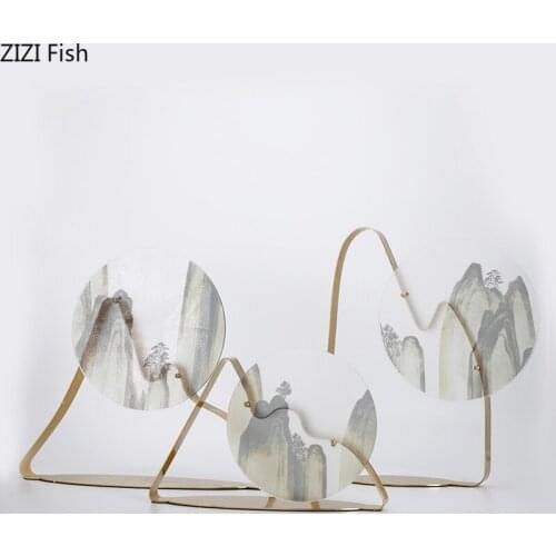 Metal Frame Landscape Painting Ornaments Living Room Decoration Golden Rockery Large Furnishings Vintage Garden Sculpture