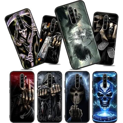 Grim reaper bones Soft TPU For Xiaomi Redmi Note10 10S 9T 9S 9 8T 8 7 6 5A 5 4 4X Prime Pro Max Black Phone Case