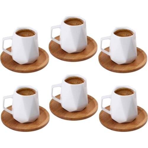 12 Pcs porcelain coffee cup Set Tea Set Coffee Cup and Saucer White Latte Cup Mini Cappuccino Espresso Coffee Cup drinkware