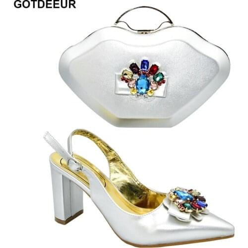 New Italian Shoes with Matching Bags for Women Buckle Strap Italian Matching Shoe and Bag Set for Wedding Elegant Square heel