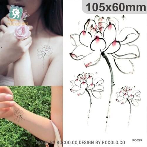Simple waterproof temporary tattoos for men women 3d lotus flower picture design tattoo sticker Free Shipping RC2229