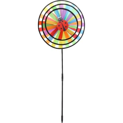 Colorful Rainbow Triple Wheel Wind Spinner Windmill Garden Yard Outdoor Decor