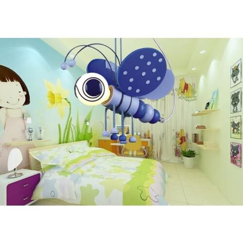 Retail and Wholesale Modern Blue/Pink LED E14 Cartoon Bee pendant lamp for children bedroom Kids,childrens Night Lights