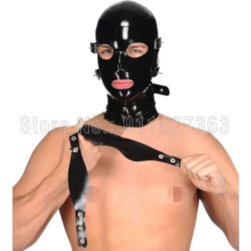 Sexy lingerie design sexy products handmade 100% Natural Latex Hoods with Eyes Cover Mouth cover Exotic Costumes(no gags)