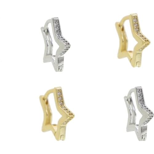 100% 925 Sterling Silver Minimal Delicate Small Mini Geometric Trendy CZ Star Heart Hoop Earring For Girl Women Fashion Jewelry