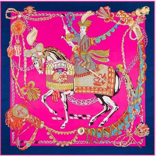 130x130cm Luxury Brand Silk Scarf King Of Hearts Square Scarf New Design Print Kerchief Women Neck Shawl Wraps Winter Scarf