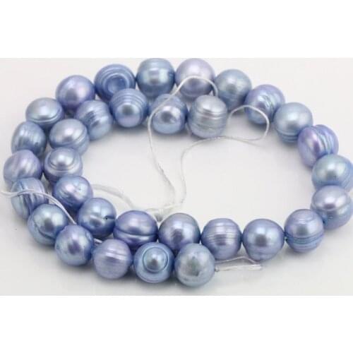 Unique Pearls jewellery Store,13-14mm Large Sky Blue Potato Round Freshwater Pearl Loose Beads,15inchs One Full Strand