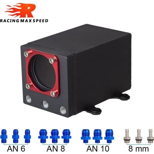 High Quality 60mm External 044 fuel pump tank racing Black Billet Aluminium Oil catch Can Single Fuel Surge Tank OCT-1115-BK