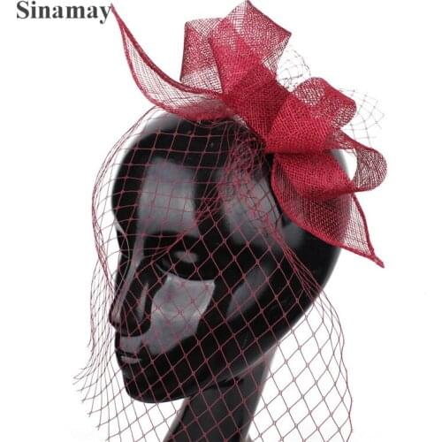 Kentucky Women Bridal Sinamay Fascinators With Veiling Derby Occasion Church Hats Wedding Hair Accessories NEW ARRIVAL