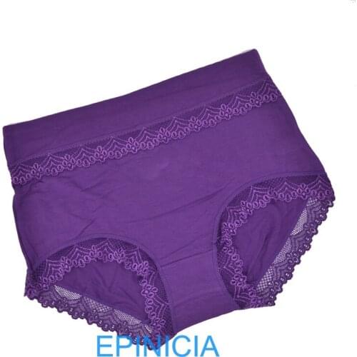 Ladies Modal Solid Underwear Women Briefs Mid Size Seamless Sexy Lace Panties XL Briefs Mid Waist Breathable Mid-Rise Panties