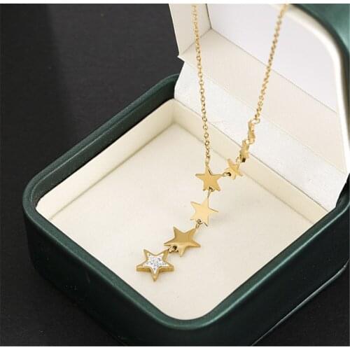 316L Stainless Steel Five-pointed Star Light Luxury Necklace Niche Tassel Pendant Titanium Steel Womens Necklace