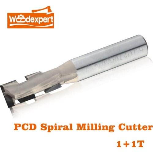 1/2' 12 16mm 1+1TCNC Router Bits Spiral Milling Cutter 2 Flute Diamond Carbide for Woodworking Engraving Particle Board PCD