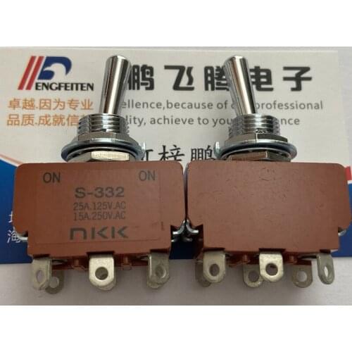 1PCS Japan NKK S-332 high current toggle switch 6 feet 2 gear 25A shaking head rocker switch double pole double throw