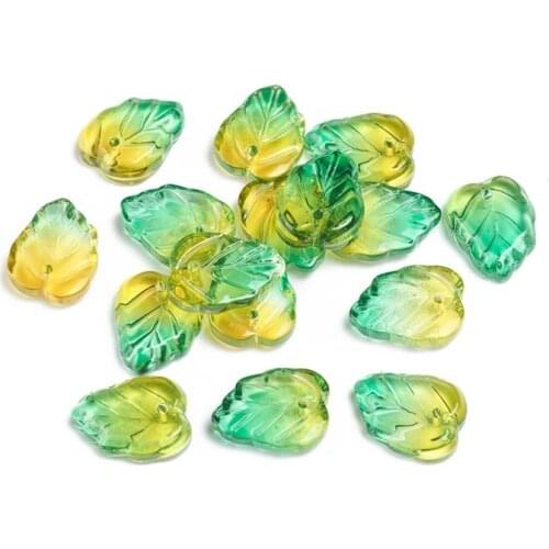 100pcs Transparent Glass Petal Charm Beads Two Tone Leaf Shape Bead for Bracelet Necklace Earring Decor Craft DIY Jewelry Making