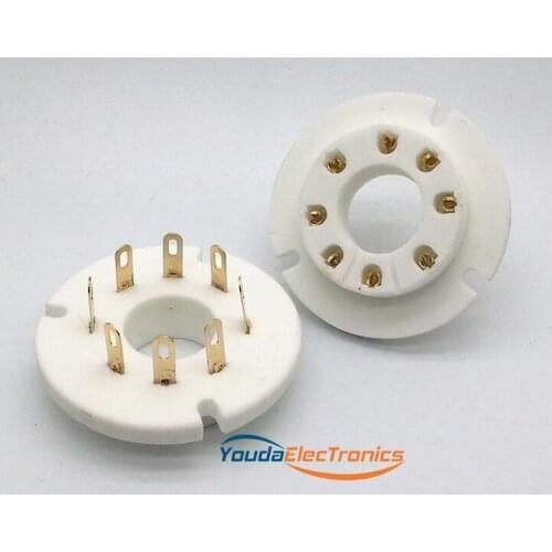2pcs FU50R-G Gold plated 8pin ceramic Vacuum tube socket for FU-50 5Z8P 5Z9P FU15 RY50 5U8C