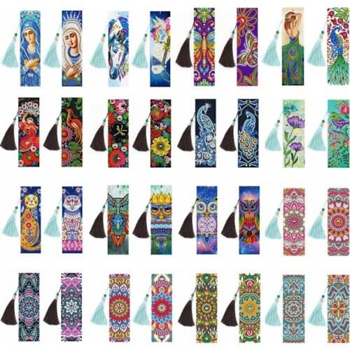 2PCS/Set DIY Special Shaped Diamond Painting Bookmarks diamond Embroidery Cross Stitch Tassel Bookmarks Books Diamond Mosaic