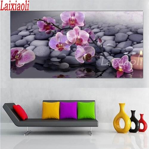 Orchid stones candle zen 3d Embroidery DIY Diamond Painting Cross Stitch Kits full square/round Diamond Mosaic 5 d large decor