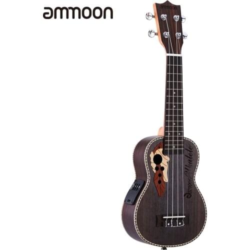 Ammoon 21 Inch Rosewood Wood Ukulele Ukelele Uke with EQ 6.35mm Output 4 Nylon Strings Mini guitar Stringed instruments