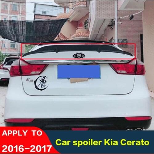 For KIA K3 Spoiler 2016 2017 Carbon Fiber Tail Kia Cerato Primer Color High Quality Spoiler Trunk Car Fixed Wing Glue To Instal