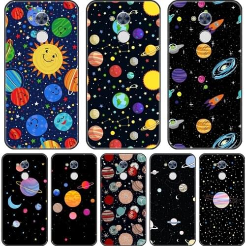 Star Space Moon Black Back Cover For Huawei Honor 4X 5A 5X 6 6X Soft Phone Case Silicone For Huawei Honor 6A 4C 5C 6C Pro Edge