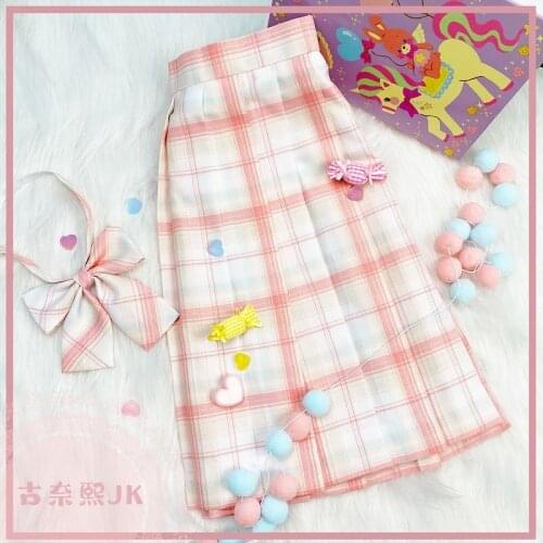 Jk uniform vitality peach peach pleated skirt female Japanese preppy style sweet cute high waist mini skirt Korean A-line skirt
