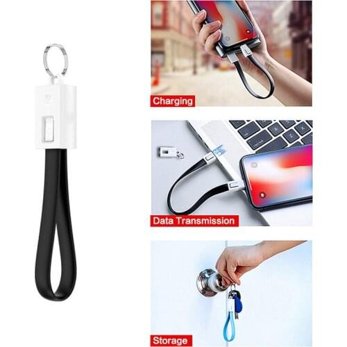 Key Chain Micro USB Type C Lighting Cable Fast Charging Cable For iPhone 6s Samsung Charger Usbc Typec Keychain Cord Short Cabel