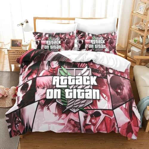 3D Bedding Set Janpan Attack On Titan Design Anime Duvet Cover For Adults Quilt Bed Set Bed Linens Comforter Bedding Sets Queen