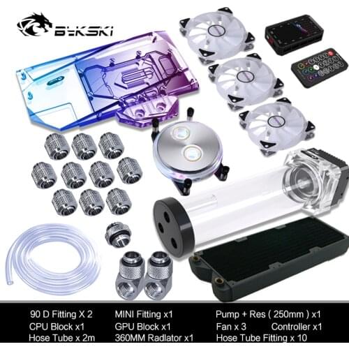 Bykski PC Gamer Water Cooling Kit Hose ARGB For Intel/AMD CPU + NVIDIA/Radeon GPU 10/20/30/5000/6000 All Series Split Cooler
