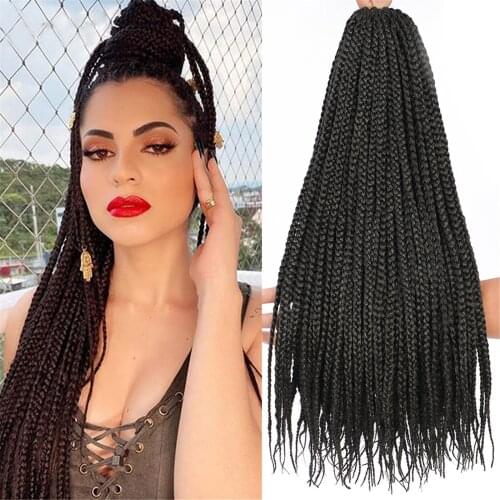 Crochet Hair Braid Senegalese Box Braids Synthetic 24 Inch Long Black Braiding Hair 22Strands Crochet Hair For African Braids