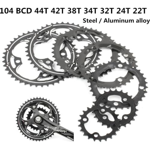 Round Chainring MTB Mountain bike bicycle 104BCD 22T 24T 32T 34T 38T 42T 44T crankset steel aluminum alloy Tooth plate Parts