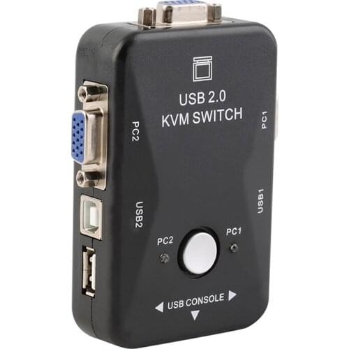 USB KVM Switch Switcher 2 Port VGA SVGA Switch Box USB 2.0 Mouse Keyboard
