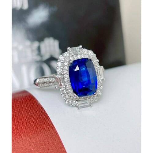 LR712 Blue Sapphire Ring 2.56ct Real Pure 18 K Natural Unheat Blue Sapphire Gemstone Diamonds Stone Female Ring