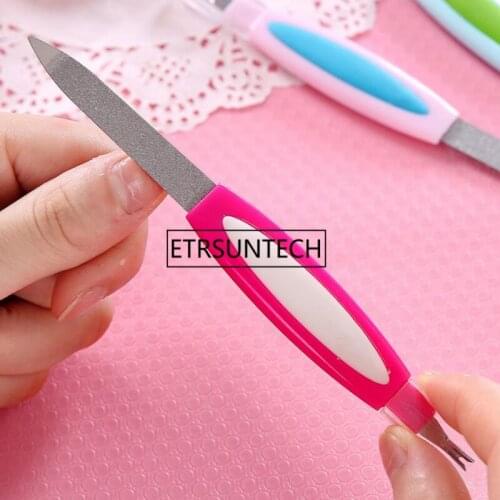 Fashion Double Nail Buffer Sided Stainless Steel Metal Nail Art File Manicure Pedicure Tool Nail Files F1677